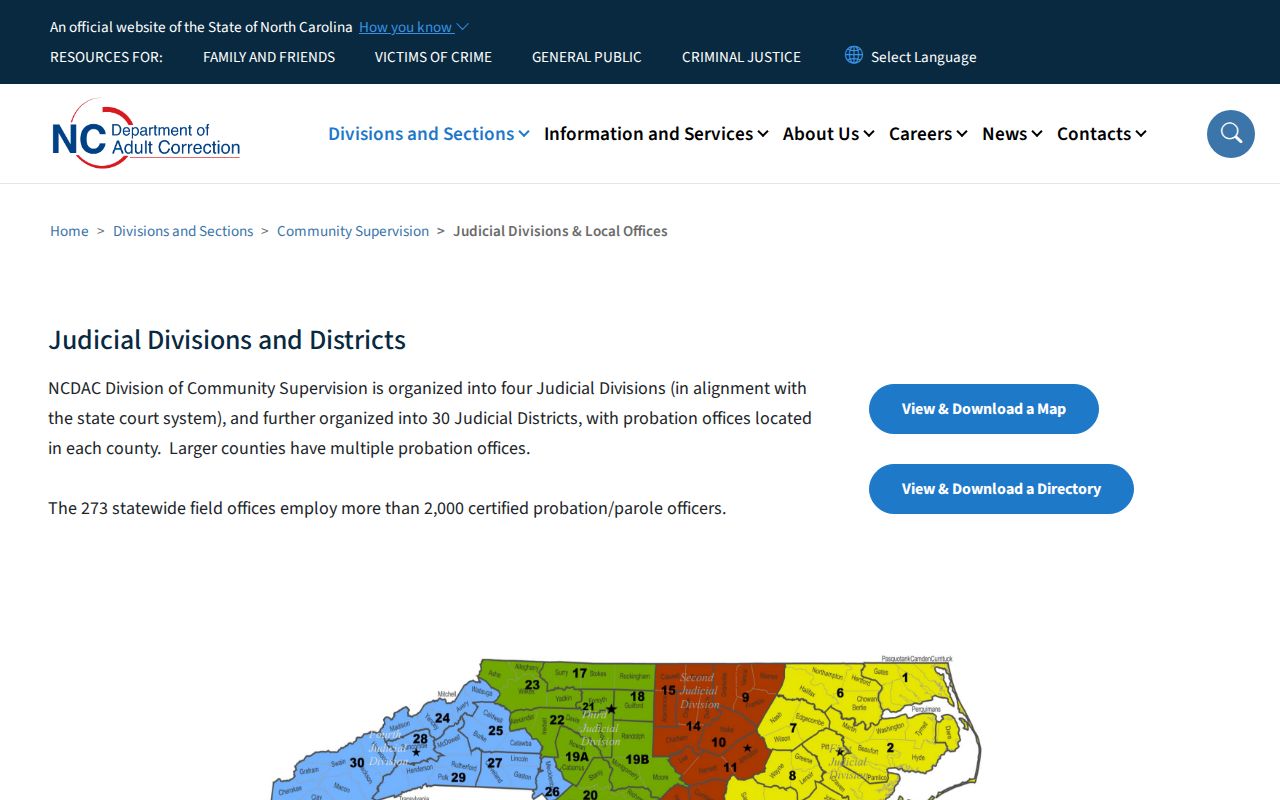 Randolph County parole and probation office directory from NC DAC