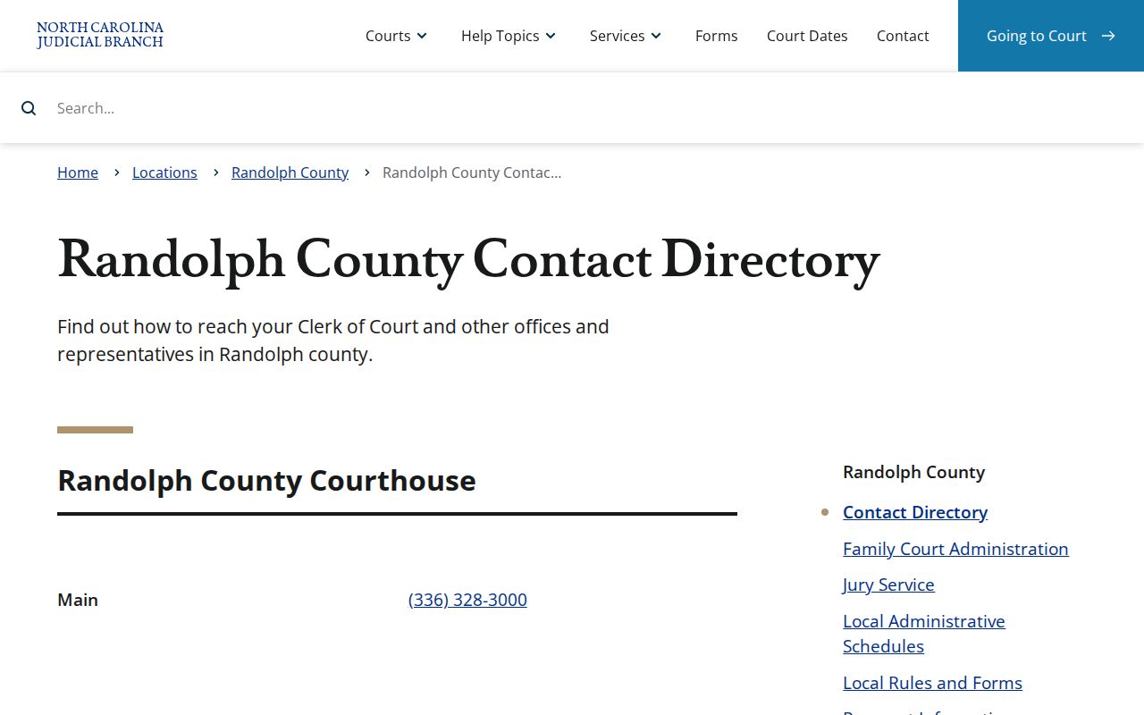 Randolph County court contacts for released inmate record checks